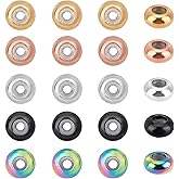 UNICRAFTALE 20pcs 5 Colors 8mm Slider Stopper Beads with Rubber Rondelle Spacer Beads Stainless Steel for Jewelry Making Findings 2mm Hole
