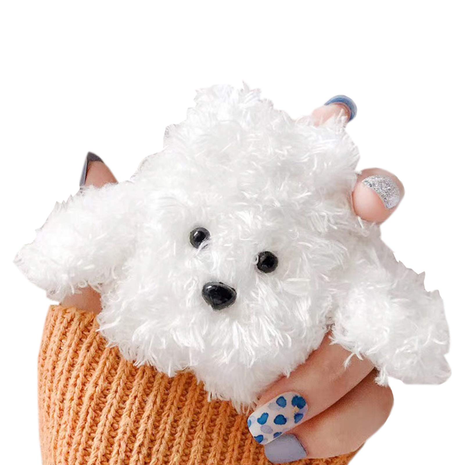 SGVAHY Fluffy Case Compatible with AirPods Pro, Cute Teddy Dog Soft Fur Furry Kawaii Fun Cool Mini AirPods Cover Case with Keychain Wireless Charging Box AirPods Pro (Teddy White)