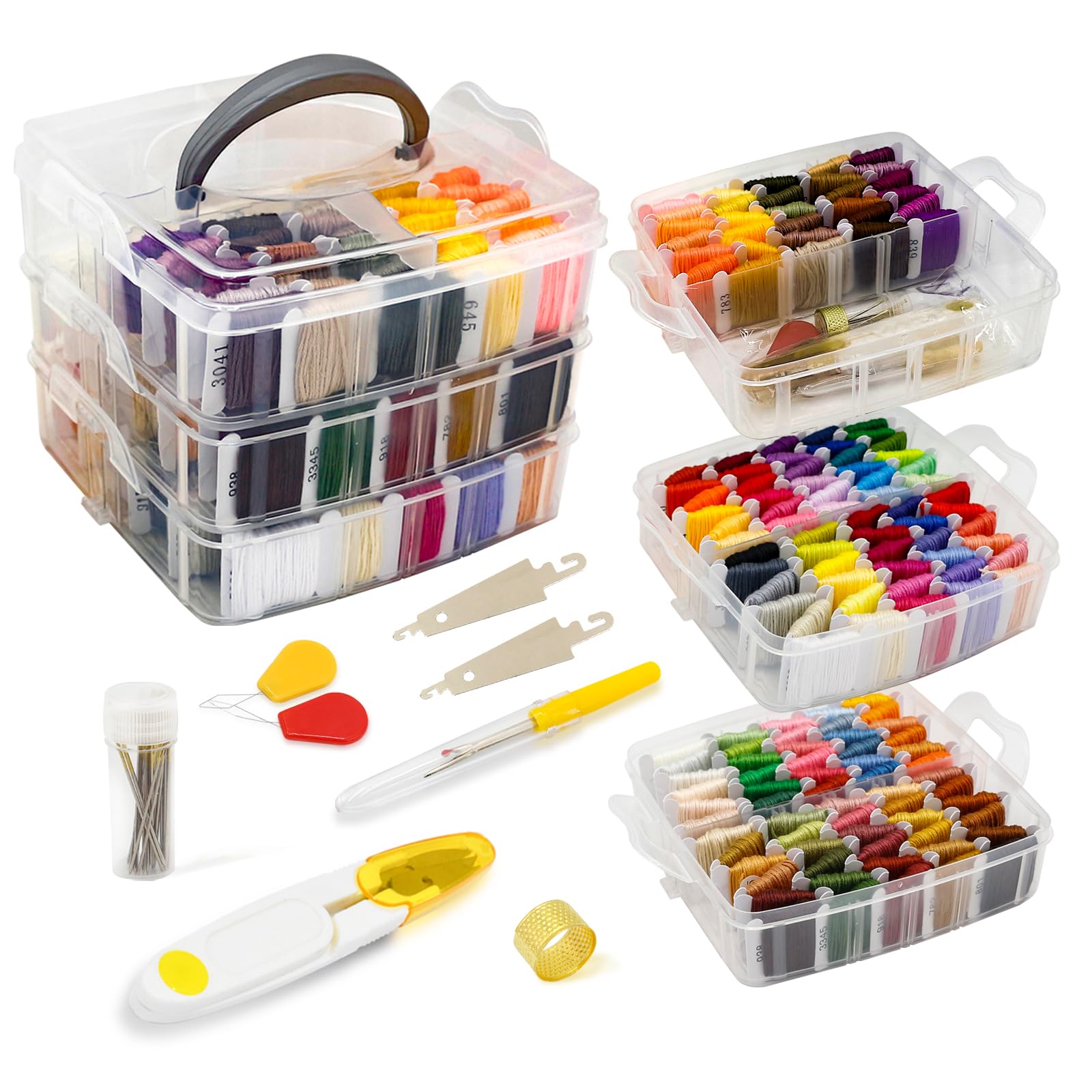 Photo 1 of 187Pcs Embroidery Floss Polyester Cross-Stitch Thread Kit with Tailoring Tools 150 Colors Friendship Bracelets Floss for Embroideries Sewing Handicraft DIY Project