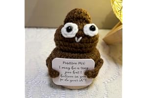 Gwindrise Positive Poo with Stand, Funny Gifts for Men Brother Best Friends Coworkers, Cute Stuff for Office Desk Decor, Handmade Crochet Poo Plush Small Funny Gifts for Birthday Christmas