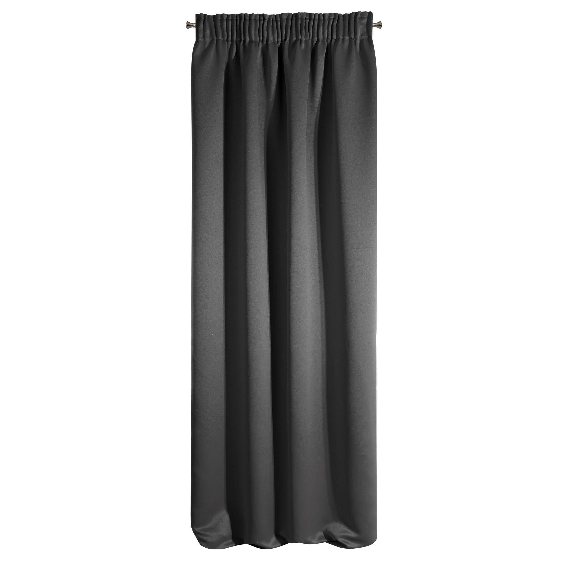 Eurofirany Smooth Blackout Blackout Ruffle Tape Soft Curtains Modern Simple Bedroom Children's Room Living Room Black 135 x 270 cm