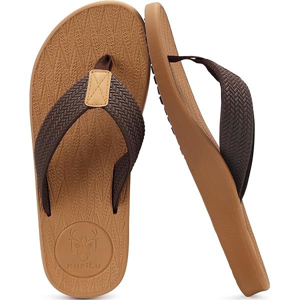 Men\'s Brown Flip Flops With Arch Support Comfortable Yoga Mat Sandals Casual Dakaela Men main image 4