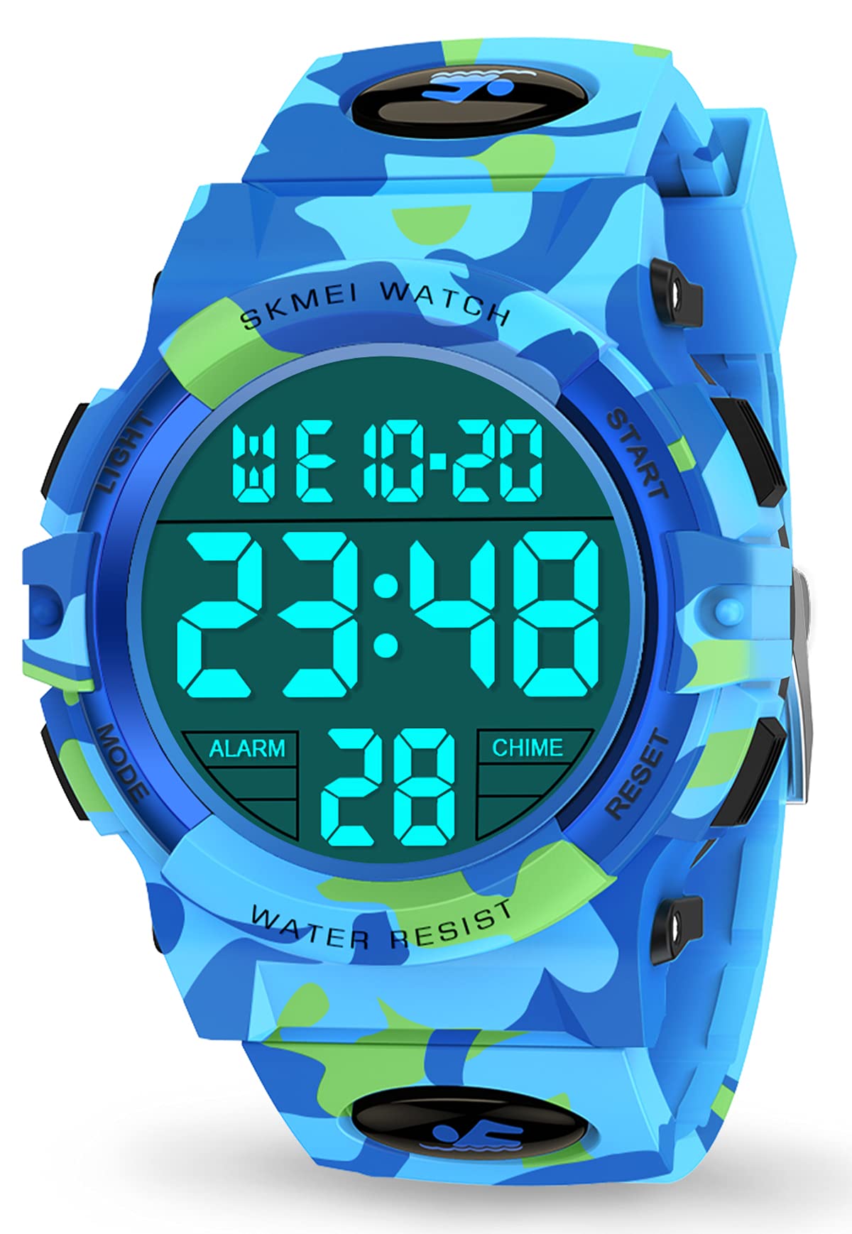 Dislocati Multi-Style LED Waterproof Digital Clock Alarm Clock for Children – Gifts & Toys Children, lightblue, Bracelet