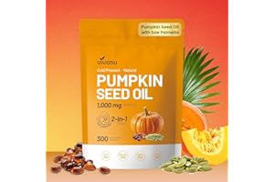 VivoNu Pumpkin Seed Oil with Saw Palmetto Capsules |Cold Pressed, Pure Virgin Oil,Essential Fatty Acids & Phytosterols |300 SoftgelsSupports Hair,Urinary,Bladder&Prostate Health|Non-GMO