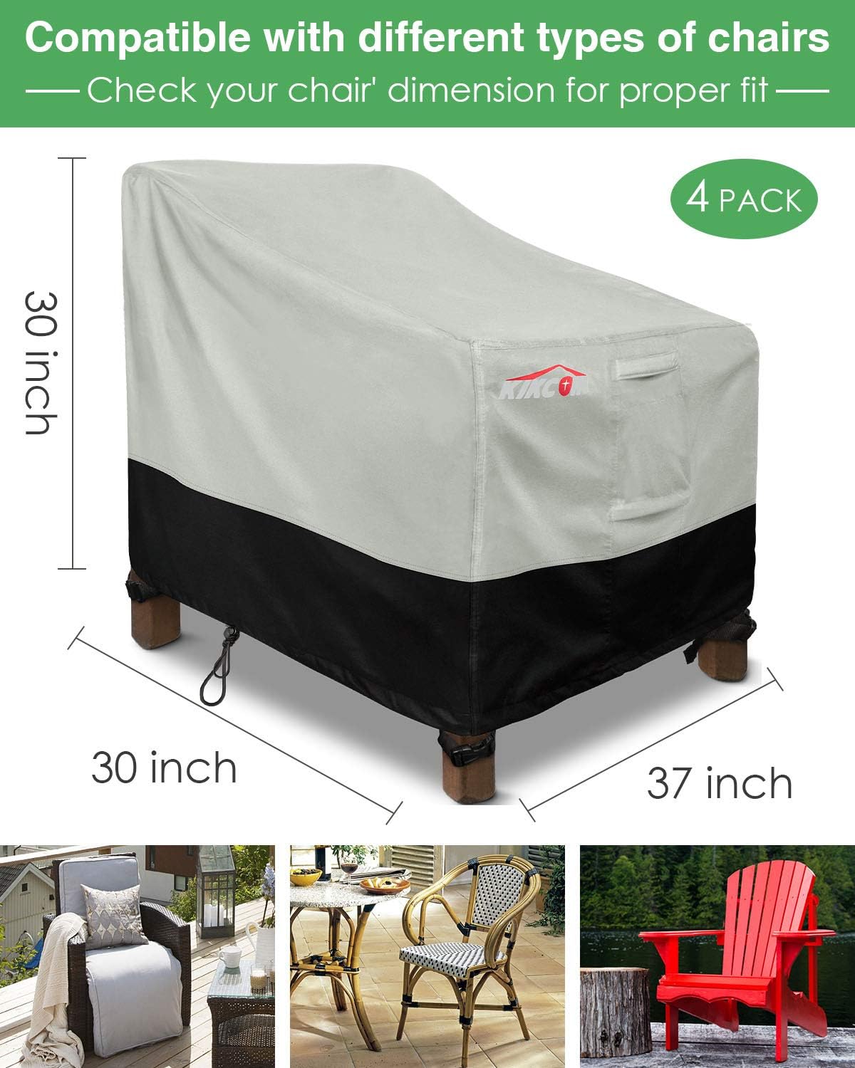 amazon outdoor chairs on Amazon Com Patio Chair Covers 4 Pack Extra Wide Waterproof Outdoor Sofa Cover 37 W X 30 D X 30 H 600d Heavy Duty With 2 Air Vents For All Weather Patio Furniture