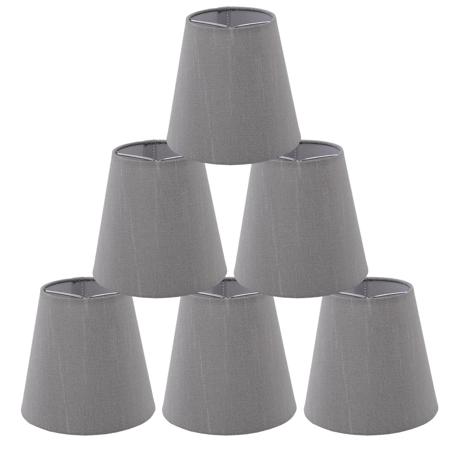 Clip on Lamp Shade, 6Pcs Small Lamp Shades Gray Fabric Lampshades E14 Desk Light Shade Floor Lamp Shade Replacement Lamp Shades for Table Chandelier Wall Lamps