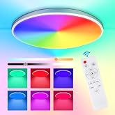 Annaror RGB Flush Mount Ceiling Light - 12 Inch Color Changing LED With Remote, Dimmable 3000K-6500K