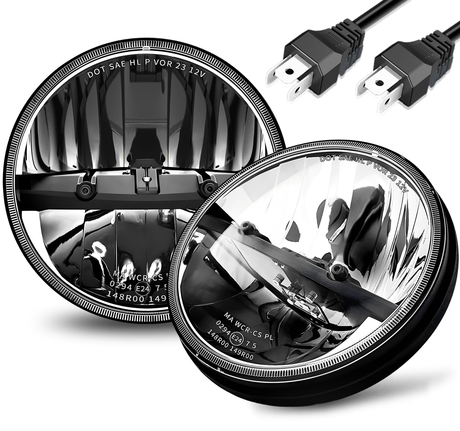 Photo 1 of MGLLIGHT DOT Approved 7 round led headlights Hi/Low Sealed Heam Compatible with Wrangler TJ JK Do-dge F-ord Che-vy, H6024 6016 6015 6014 Replacement (2PCS)