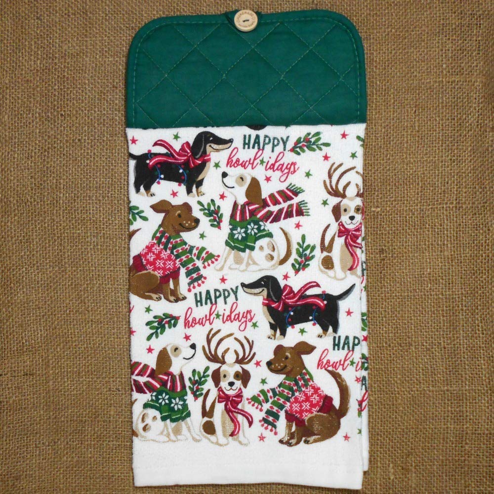Happy Howlidays Hanging Dish Towel, Dog Themed Kitchen