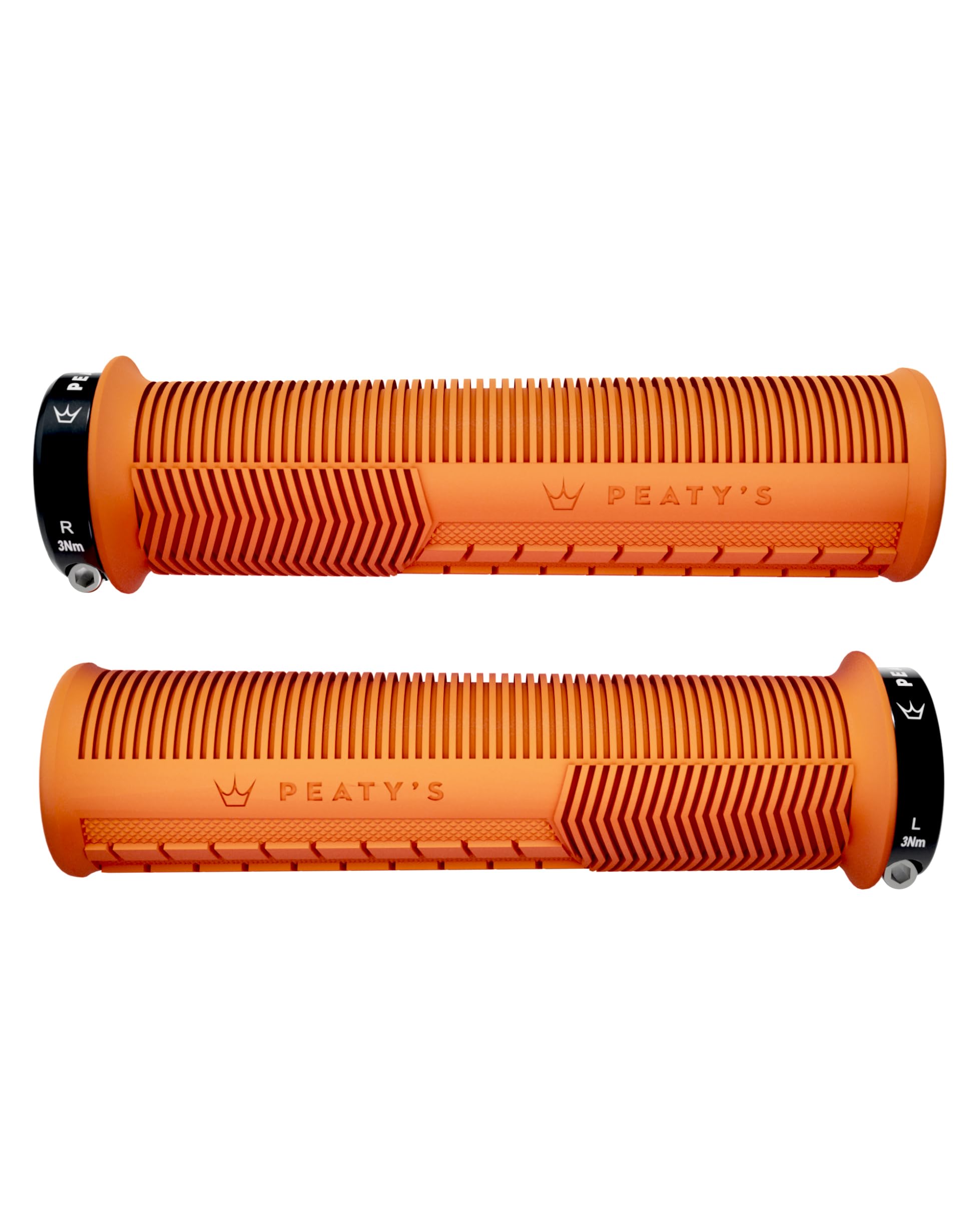 Peaty's Monarch Grips - Mushroom Texture Bike Grips, Ergonomic Handlebar Grip for Trail Comfort, Supportive Thumb Pad & Finger Bars, Durable BMX, Ebike & Mountain Bike Grip - Thin 30-32mm, Orange