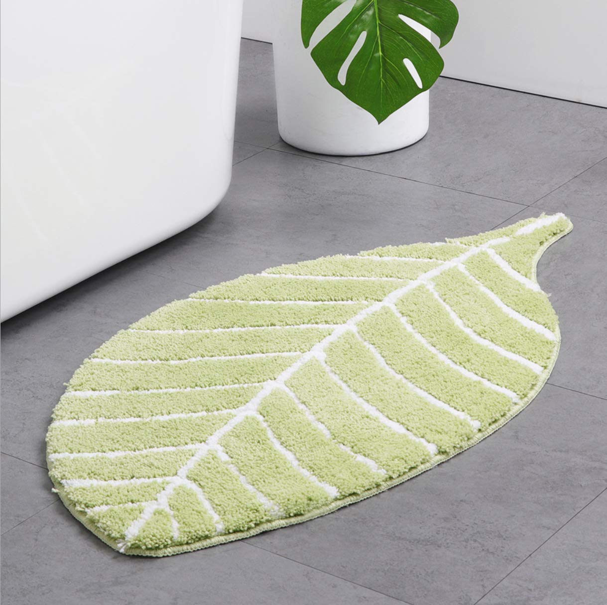 JameStyle26 Bath Mat Non-Slip Doormat Green Leaf Palm Tree Bathroom Mat Non-Slip Shower Mat Quick Drying Kitchen Mat Bathroom Rug Mat (Green 50 x 80 cm)