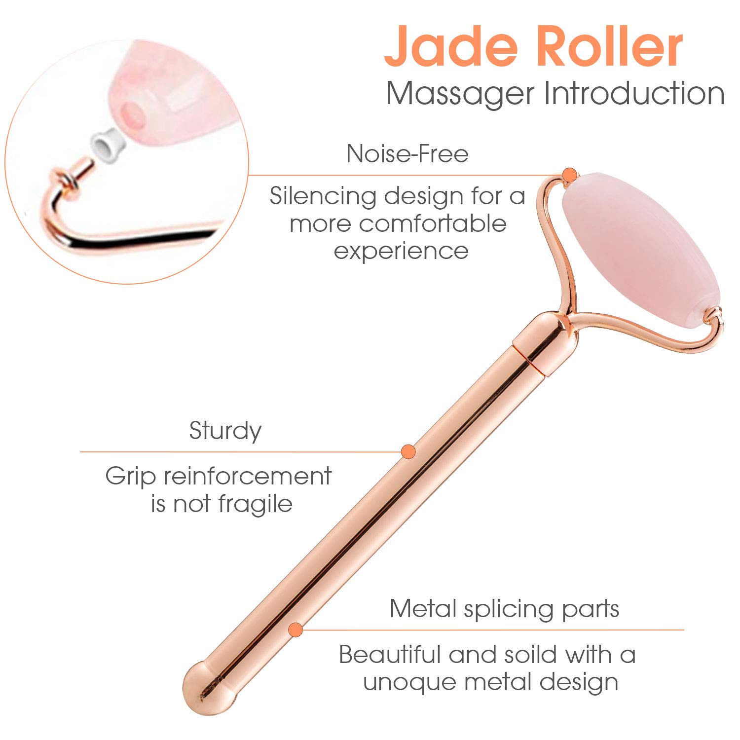 Facial Roller，4 in 1 Rose Quartz Facial Jade Roller & Massager, 4 Changeable heads Facial Skin Care Tools for Face Roller, Eye, Neck, Body: Beauty