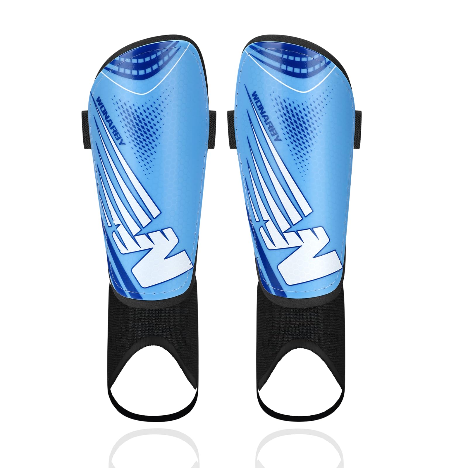 Shin Guards Soccer Youth Kids - Shin Guard for Toddler Boys Girls Teenagers 2-18 Years Old with Ankle Sleeves Protection - Football Shin Pads Equipment with Adjustable Strap - Blue,M