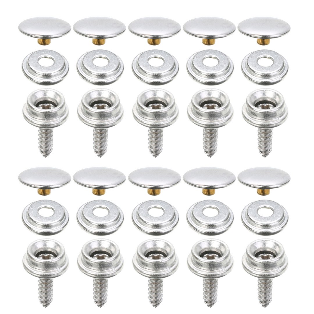 10 Set 5/8'' Snap Fastener Screw Kit for Furniture Boat Camping Replacement