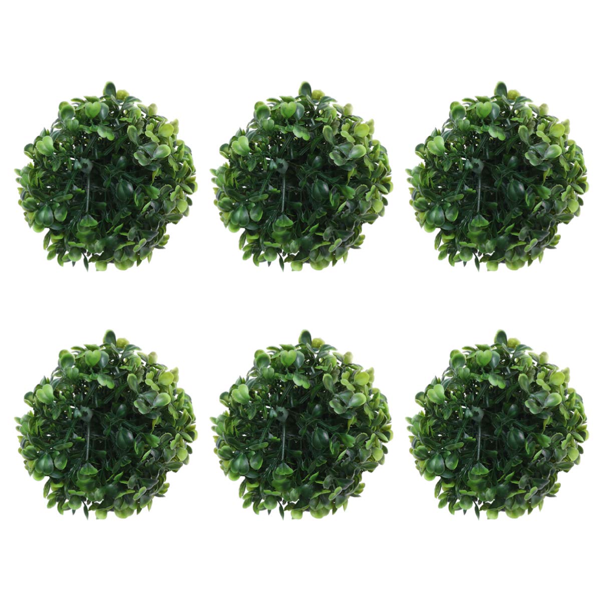 EXCEART 6pcs Artificial Plant Topiary Ball Faux Boxwood Grass Ball Plastic Decorative Hanging Flower Arrangement Ornament for Indoor Outdoor Wedding Party Decor 10cm Green