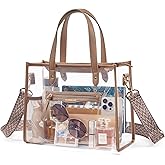 Missnine Clear Bag for Stadium Events Thick PVC Clear Tote Bag for Women with Guitar Strap for Sports Concert Beach