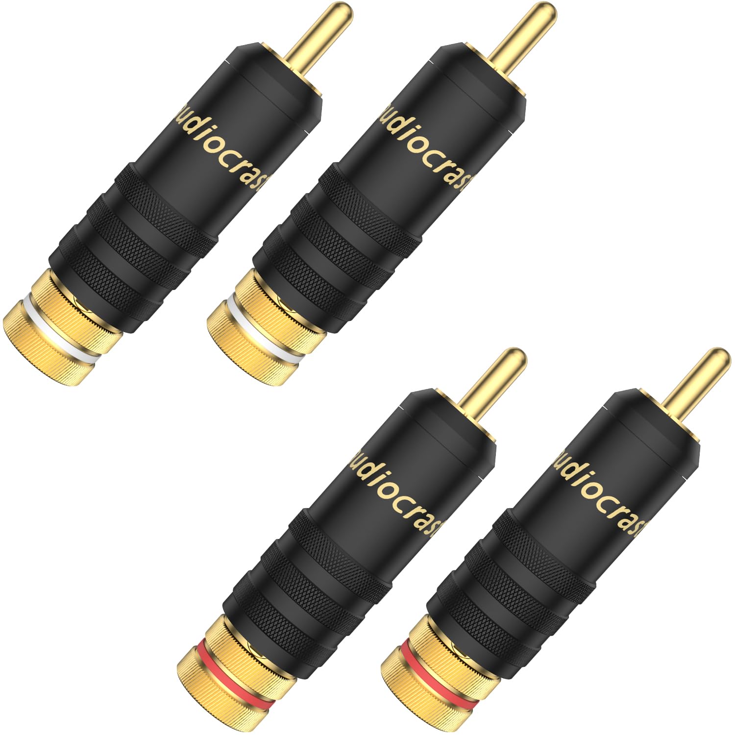 Tertullus 4 Pcs Rca Plugs Gold Plated Rca Connectors Adapter For Cable Up To 8 mm (Solder Type)