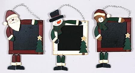 Idea Natale.Idea Natale Set 3 Lavagne Lavagnette In Legno Con Soggetto Natalizio Babbo Natale Pupazzo Di Neve Orsetto Cm 25 16 Amazon It Casa E Cucina