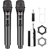 talomen Wireless Microphone,Professional Dual Handheld Cordless Dynamic Mic System with Rechargeable Receiver(160 Ft),Karaoke Microphone Set for Singing,Karaoke,Wedding,DJ,Party,Speech,Church,K60-2