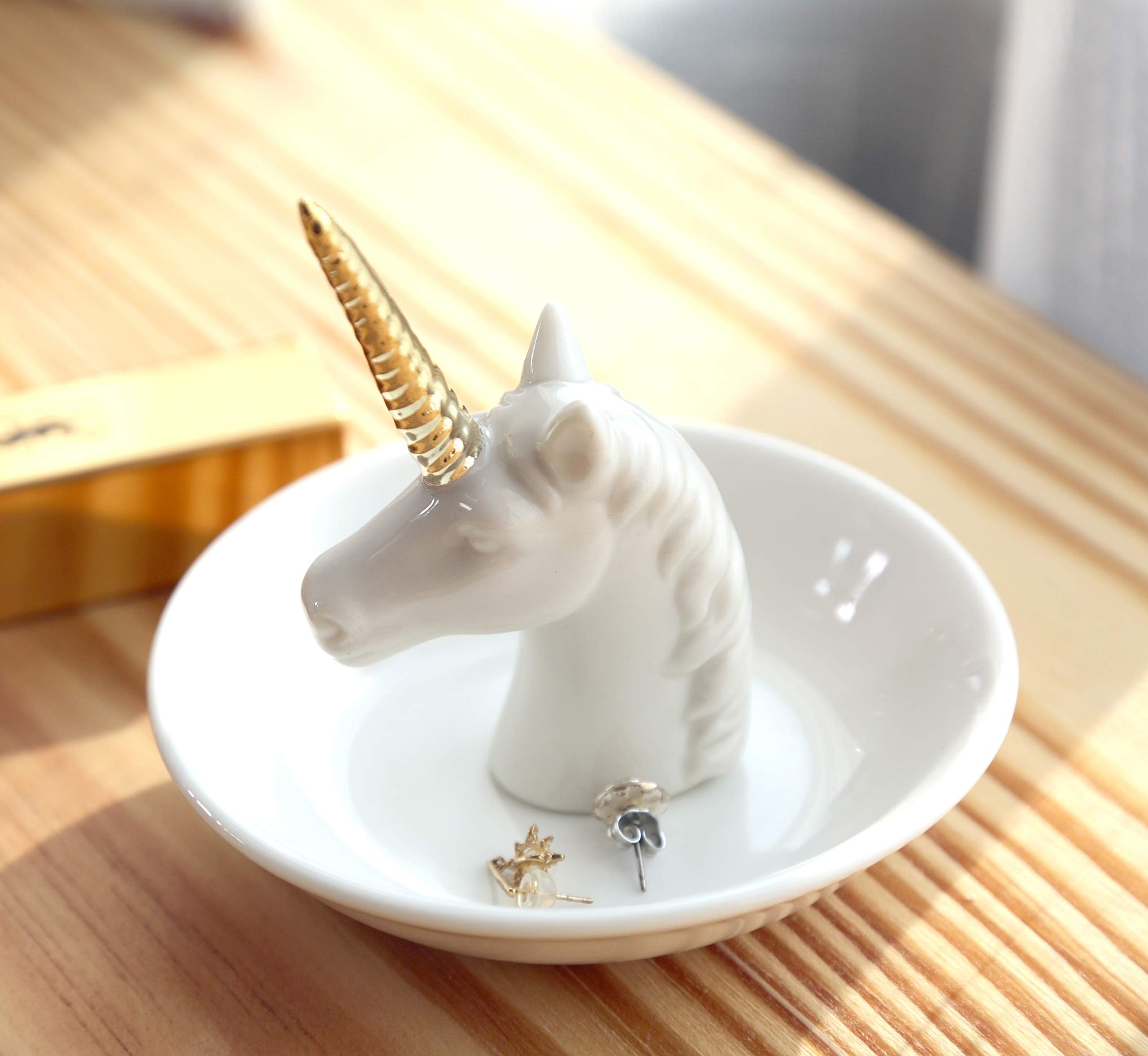 White Unicorn Jewellery Tray Ring Holder Organizer Display Storage Case for Rings Earrings Necklace