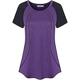 AxByCzD Womens Workout Shirts Fashion Casual Raglan Short Sleeve Yoga Gym Athletic Tops