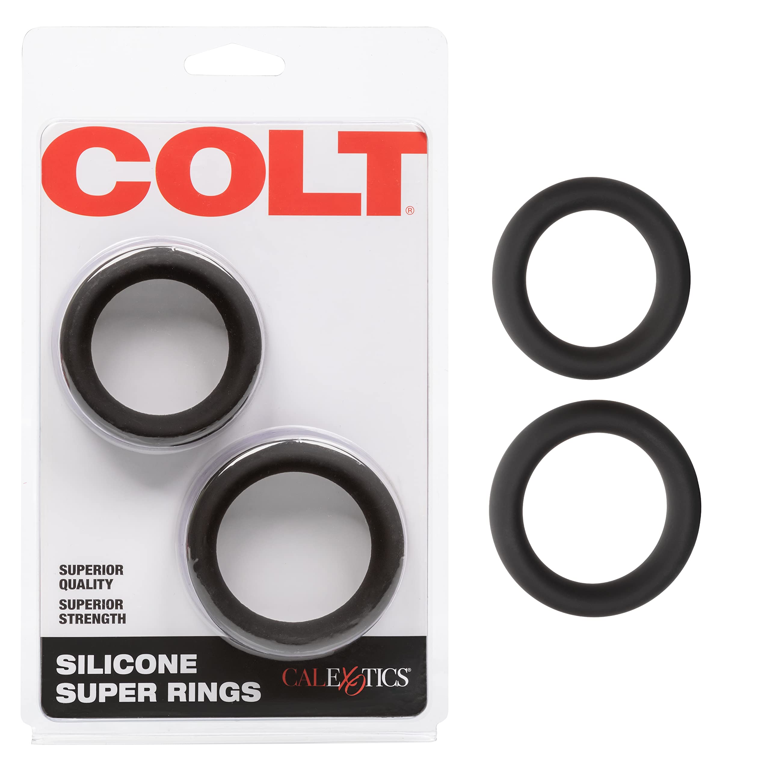 California Exotic Novelties COLT Black Silicone Super Cock Rings - Pack of 2
