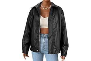 American Trends Leather Jacket Women Bomber Pleather Jacket Oversized Leather Blazer Biker Motorcycle Jacket