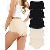LEVAO Boy Shorts Underwear for Women Lace Full Covreage Boxer Briefs Pantie 5 Pack S-XL