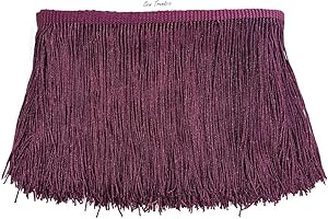 SEW TRENDS 2 Yards of 12" Long Chainette Fringe Thread Yarn Tassel Trim Braid Fringe for Crafts Sewing and Decor-Wine Burgundy Red
