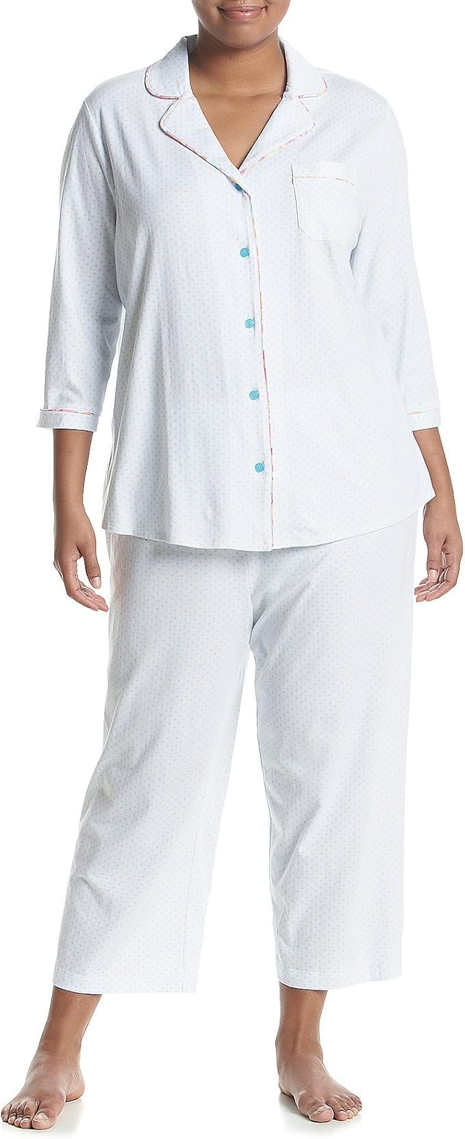 Intimate Essentials Plus Size Capri Pajama Set Light Blue 2X at Amazon