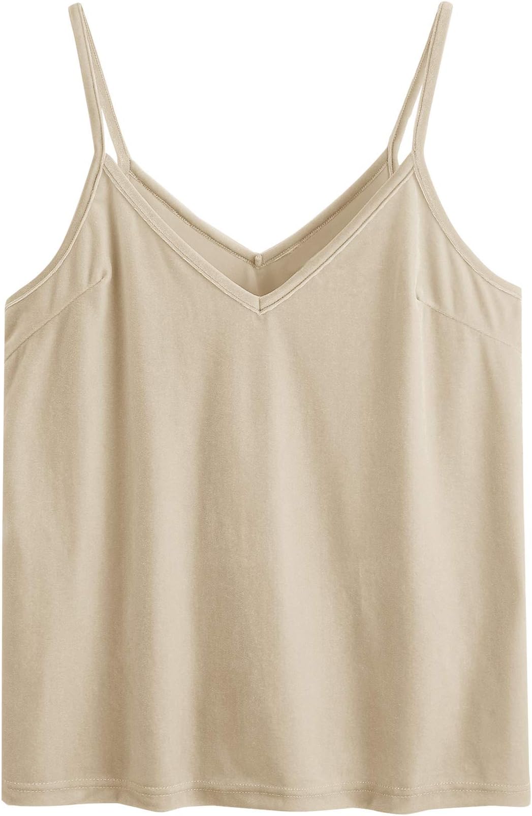 SheIn Women's Casual Basic Strappy Velvet V Neck Cami Tank Top