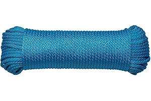 SGT KNOTS Solid Braid Nylon Utility Rope - Multipurpose Smooth Nylon Braided Utility Cord Line - for Anchors, Crafts, Towing 3/16" x 100ft (Royal Blue)