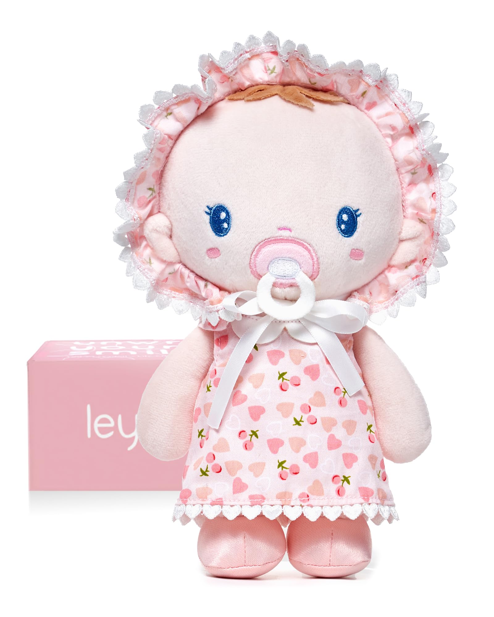 LeyaDoll Soft Baby Doll Toys (9''), My First Baby Rag Doll for 1 Year-Old Girl Birthday Gift, Christmas Plush Toys Gift for Toddler Kids Infants-Cherry Baby