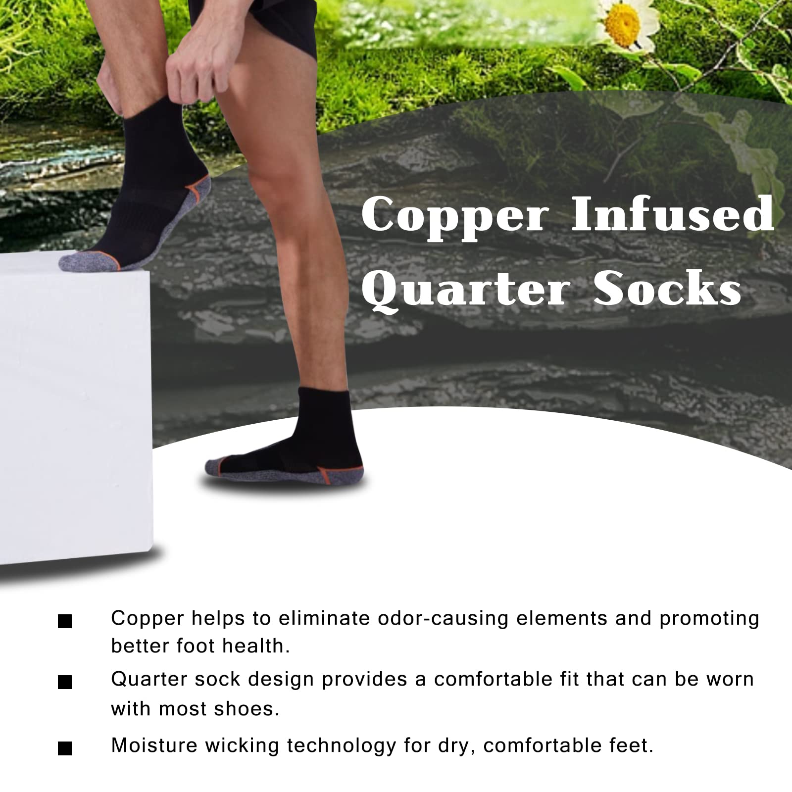 Copper Infused Quarter Socks Improve Foot