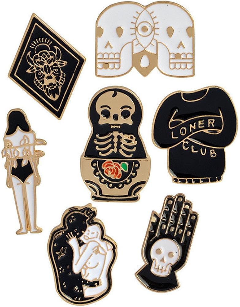 MJartoria Cute Enamel Pins Set-Cat Crown Castle Hat Novelty Cartoon Brooch Pin Set Girls Aesthetic Novelty Pins for Backpacks Badges Brooch Pins for Clothing Bags Jacket