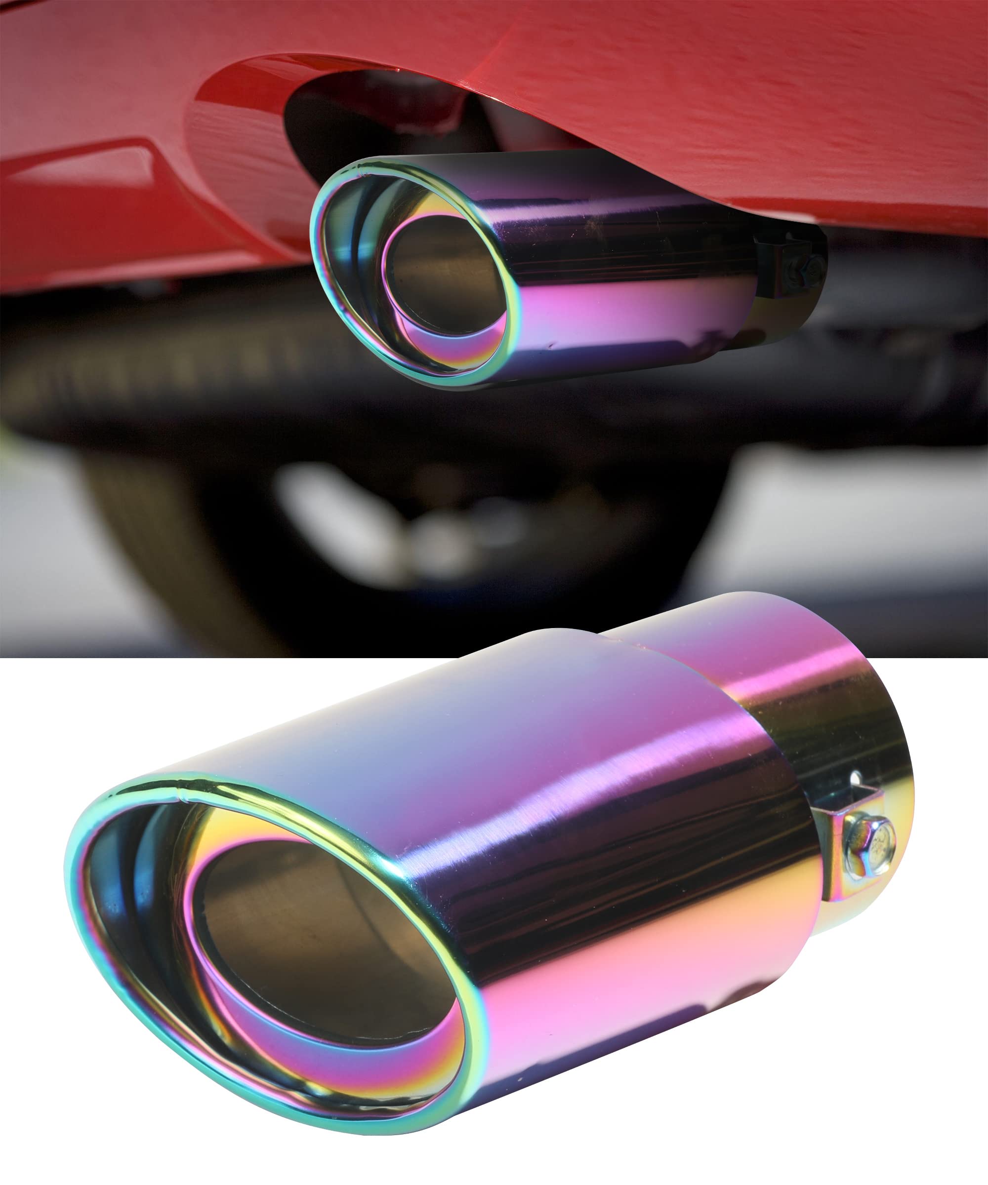 Photo 1 of AOCISKA Universal Car Exhaust Tip,2.5" to 3.3" Stainless Steel Polished Finish Exhaust Slant Cut Tip,Professional Car Accessories Chrome-Plated Finish Tailpipe,Muffler Tip Replacement(Multicolor)
