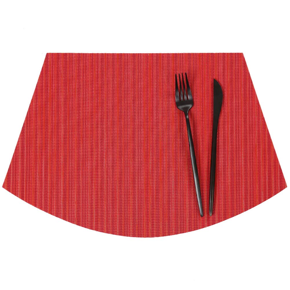 Jutao Round Table PVC Placemats for Dining Table Wedge Woven Polyester Placemats Washable Heat Resistant Stain-Resistant Table Mats for Kitchen Table(Red 7 pcs)