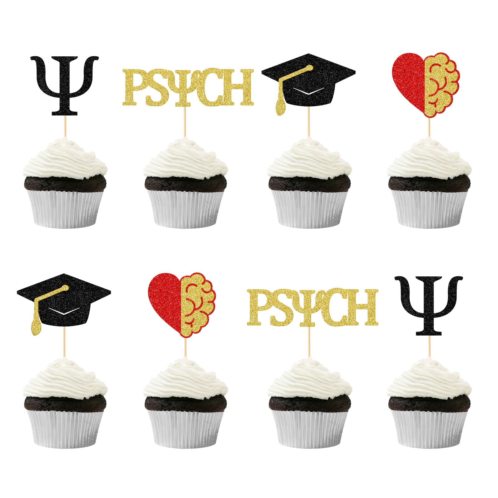 Photo 1 of Psychology Graduation Cupcake Toppers, Psychologist Graduation Party Decorations, Psychologist Graduation Cake Picks, Psychology Decor, 24Pcs