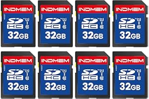 INDMEM SD Card 32GB, Pack of 8 Class 10 32GB SDHC Flash Memory Card MLC Standard Secure Digital Cards Camera Card