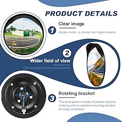 Maitys 2 Pcs Convex Mirror Acrylic Safety Security