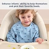 Yiupea Baby Weaning Bib Mess Proof with Long Sleeves Blue 6-24 Months view 7