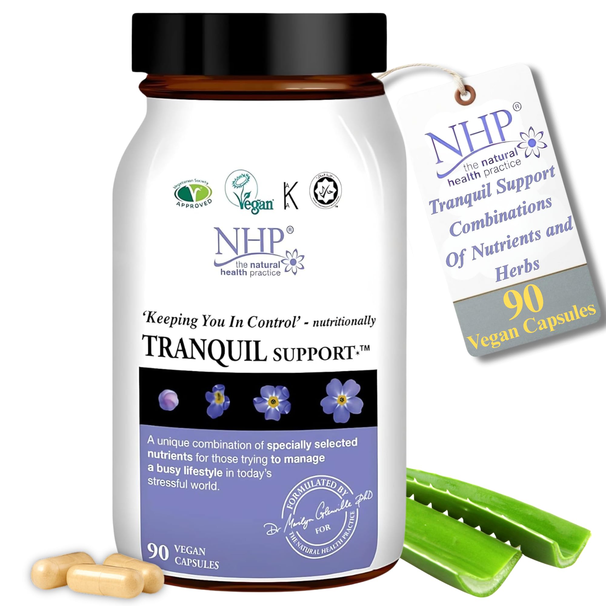 NHP Advanced Tranquil Support A Unique Combination of Nutrients and Herbs to Help You Cope with Stress, Fatigue, and Anxiety – All in One Powerful Supplement 90 Vegan Capsules