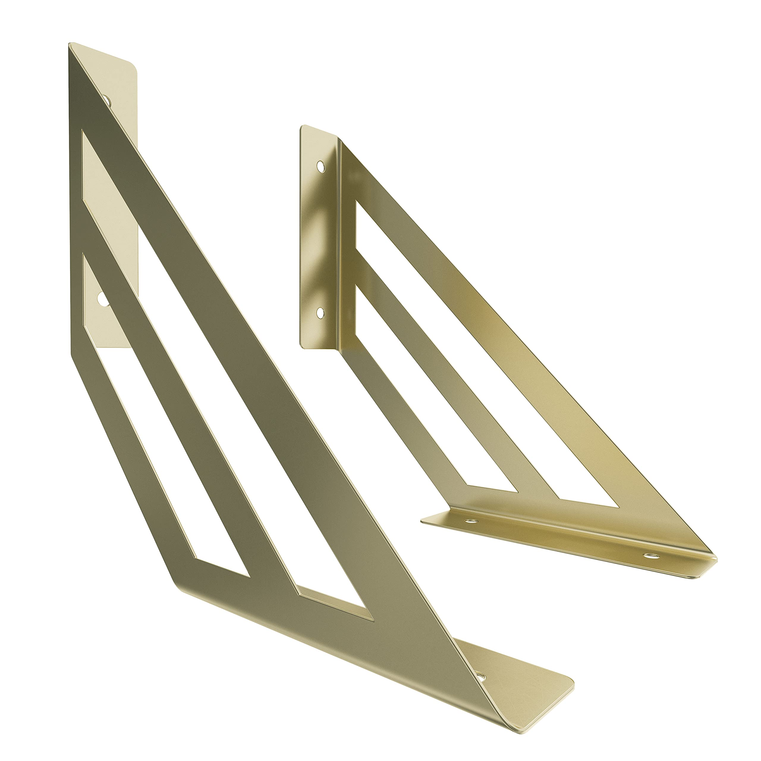 2 x sossai® Truss design shelf brackets made of steel, 200 x 200 mm, gold powder-coated