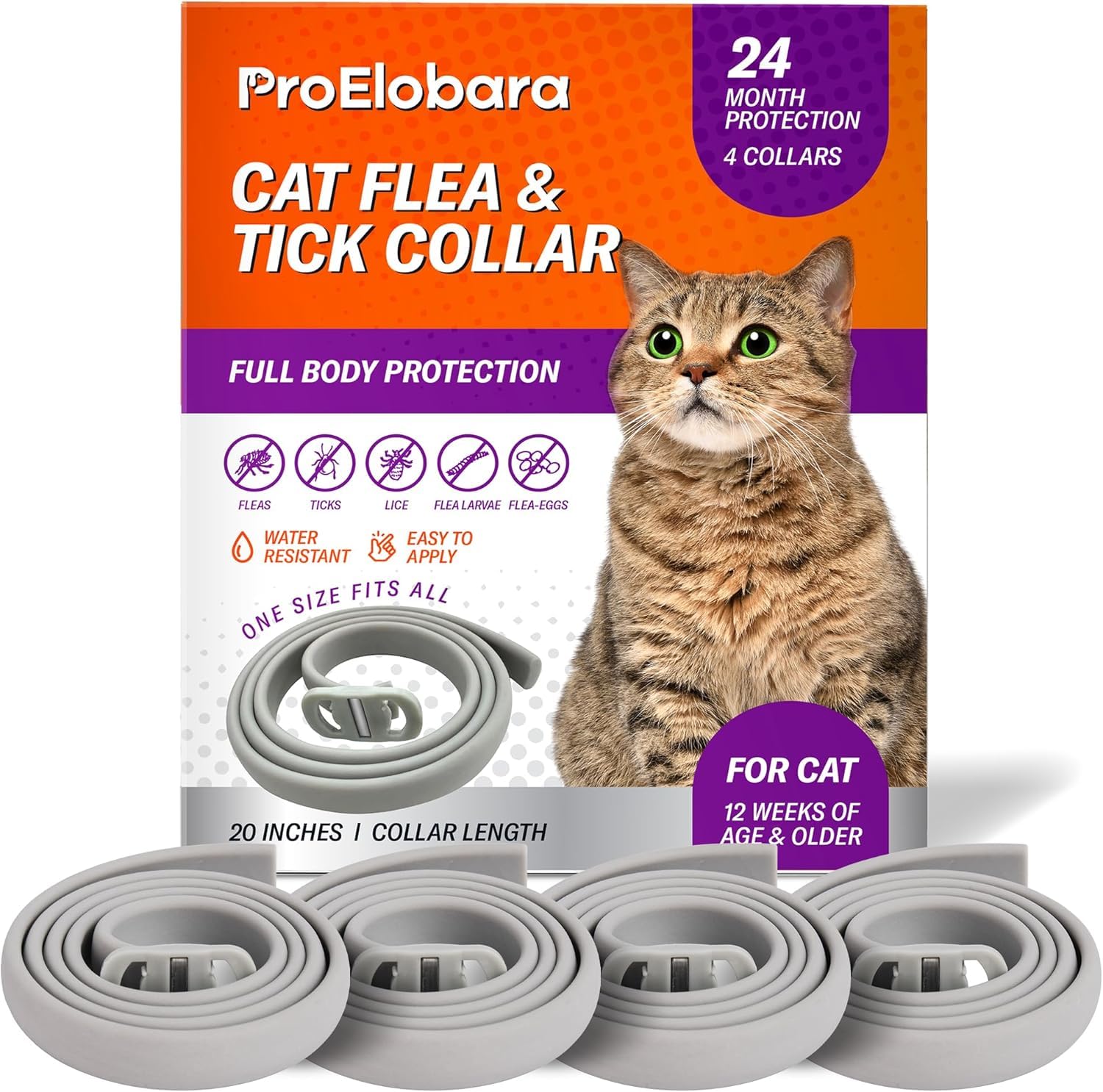 Photo 1 of Flea and Tick Prevention Collars for Cats: Effective Pet Flea & Tick Treatment for Cats - Waterproof Adjustable Flea Tick Collars for Large & Small Cat, Outdoor Fleas Ticks Control for Kittens 4 Pack