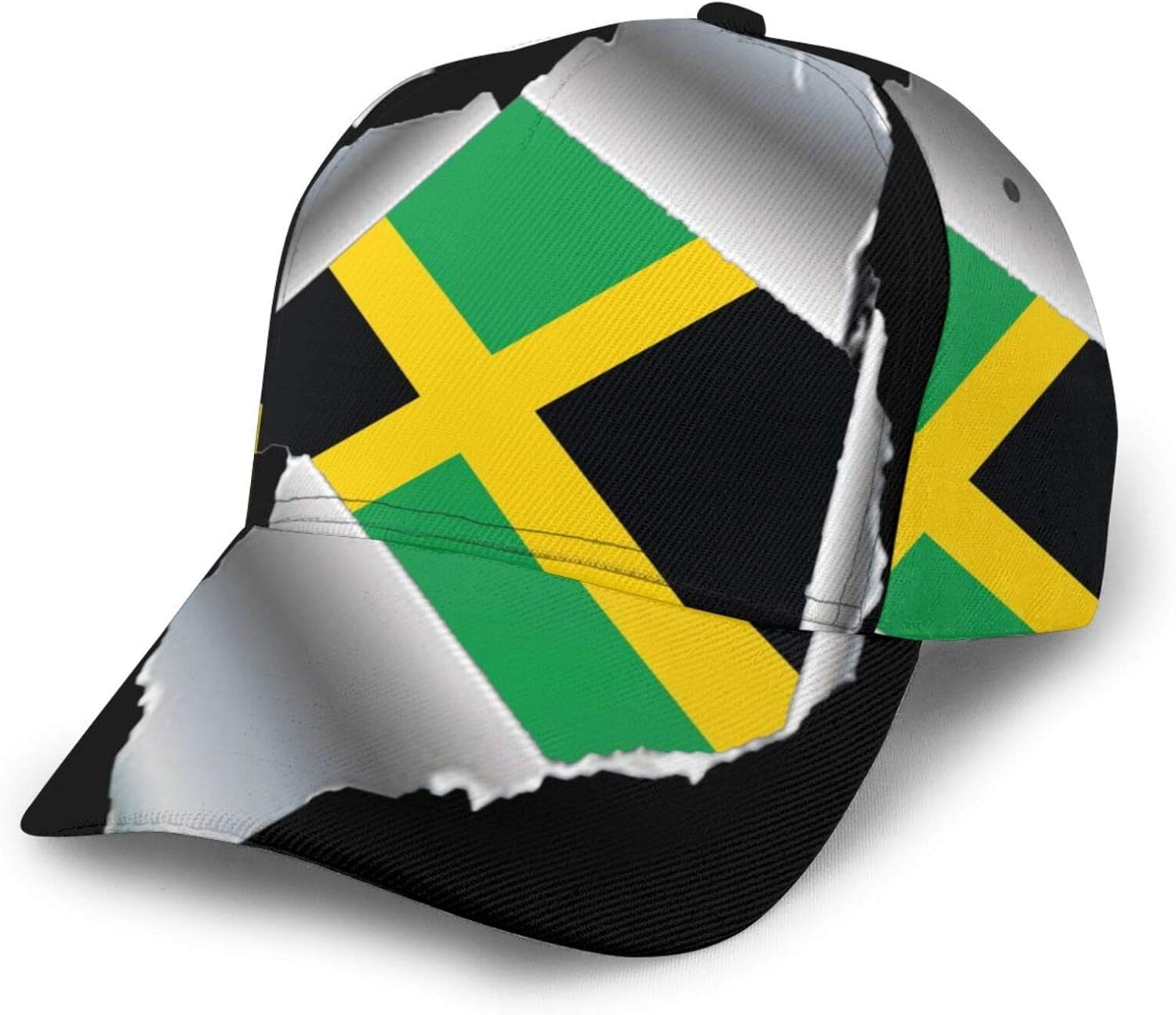 N //A Torn Metal Jamaica Jamaican Flag Baseball Cap Trucker Hat Adult