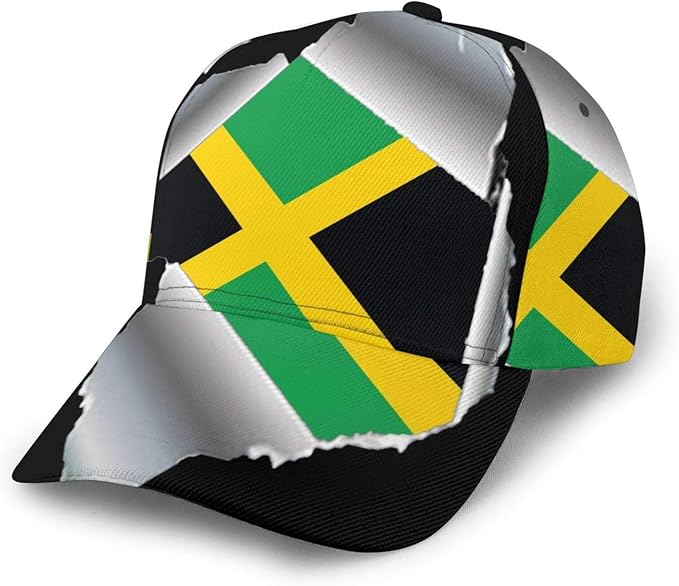 N //A Torn Metal Jamaica Jamaican Flag Baseball Cap Trucker Hat Adult