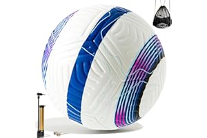 ZWAW Official Match Soccer Ball Size 5 – Waterproof PU Leather, Includes Pump & Needles, Mesh Storage Bag for Easy Carry
