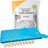 Lip Balm Container Tray Kit with Fill Tray and Spatula, BPA Free, Made in the USA, Includes 50 Clear Lip Balm Containers with