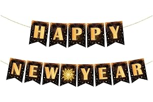 YQUQWN, Happy New Year Banner - No DIY, NYE Decorations 2024, New Years Eve Banners, Happy New Year Decorations 2024, Happy New Year Sign for New Years Eve Party Supplies 2024
