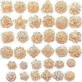 Ezing Lot 36pc Crystal Flower Brooches Pins Wholesale for DIY Wedding Bouquet (E)